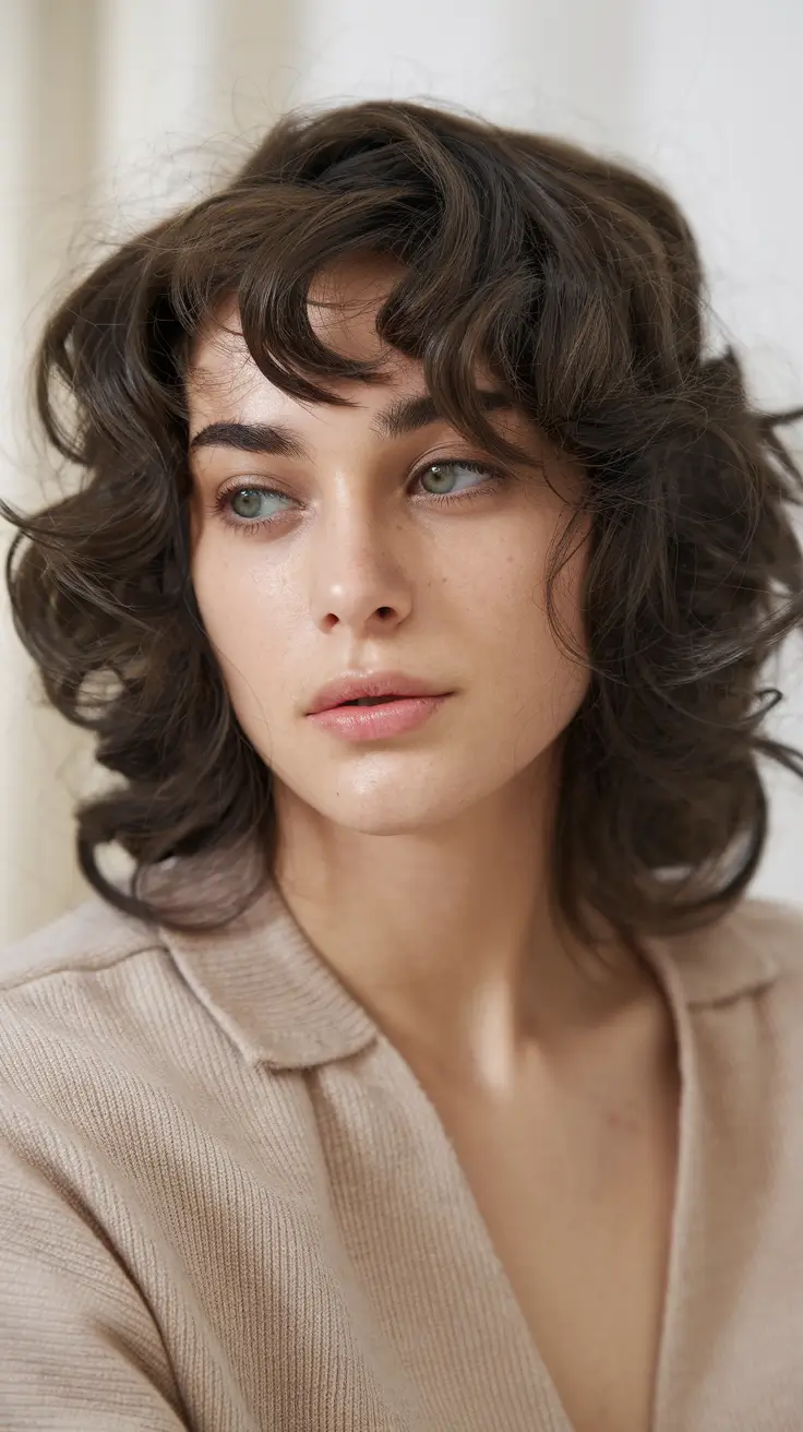 Brunette Hair Color 2026 Modern Curly Shag Brunette