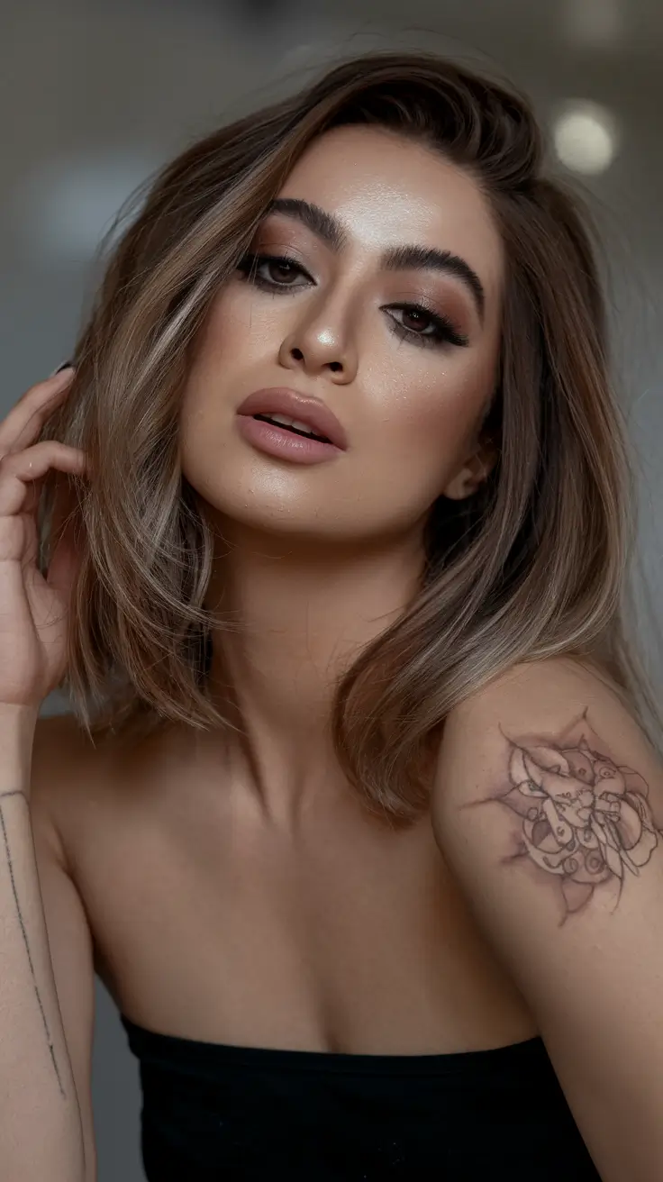 Brunette Hair Color 2026 Soft Brunette Bob with Depth