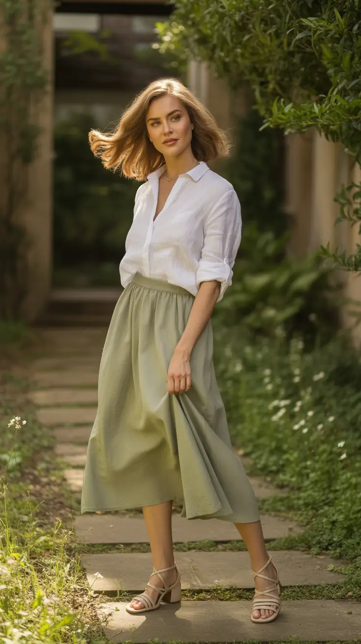 Soft Autumn Green Whispers and Linen Dreams