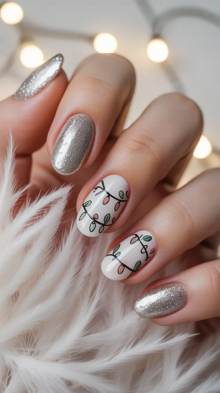 Christmas Nail Art 2025 Festive Light Garland