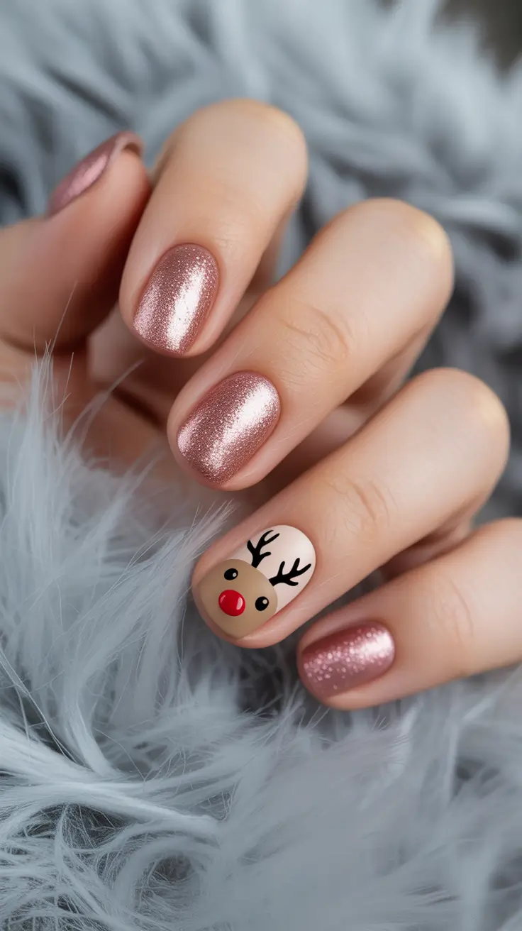 Christmas Nail Art 2025 Rudolph Glow – The Playful Touch