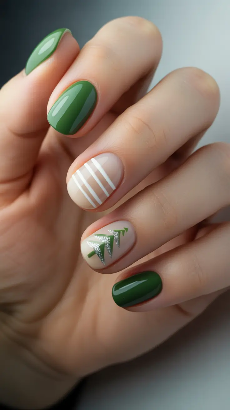 Christmas Nail Art 2025 Minimal Evergreen Magic