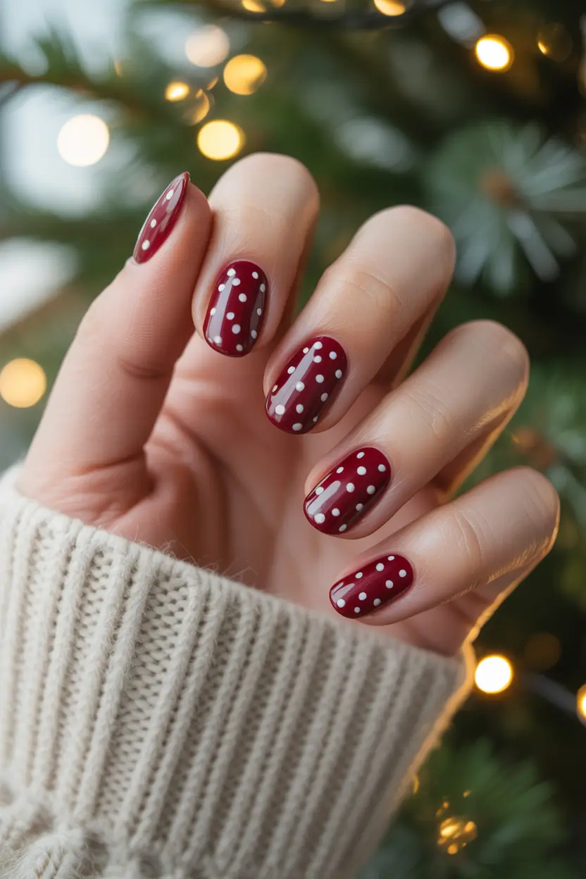 Christmas Nail Art 2025 Red Snowfall Delight