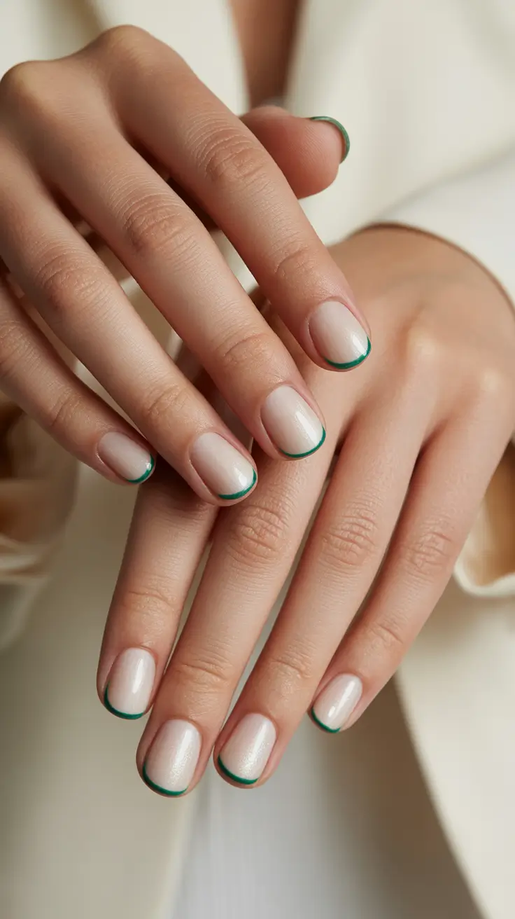 simple green holiday nail design 2025