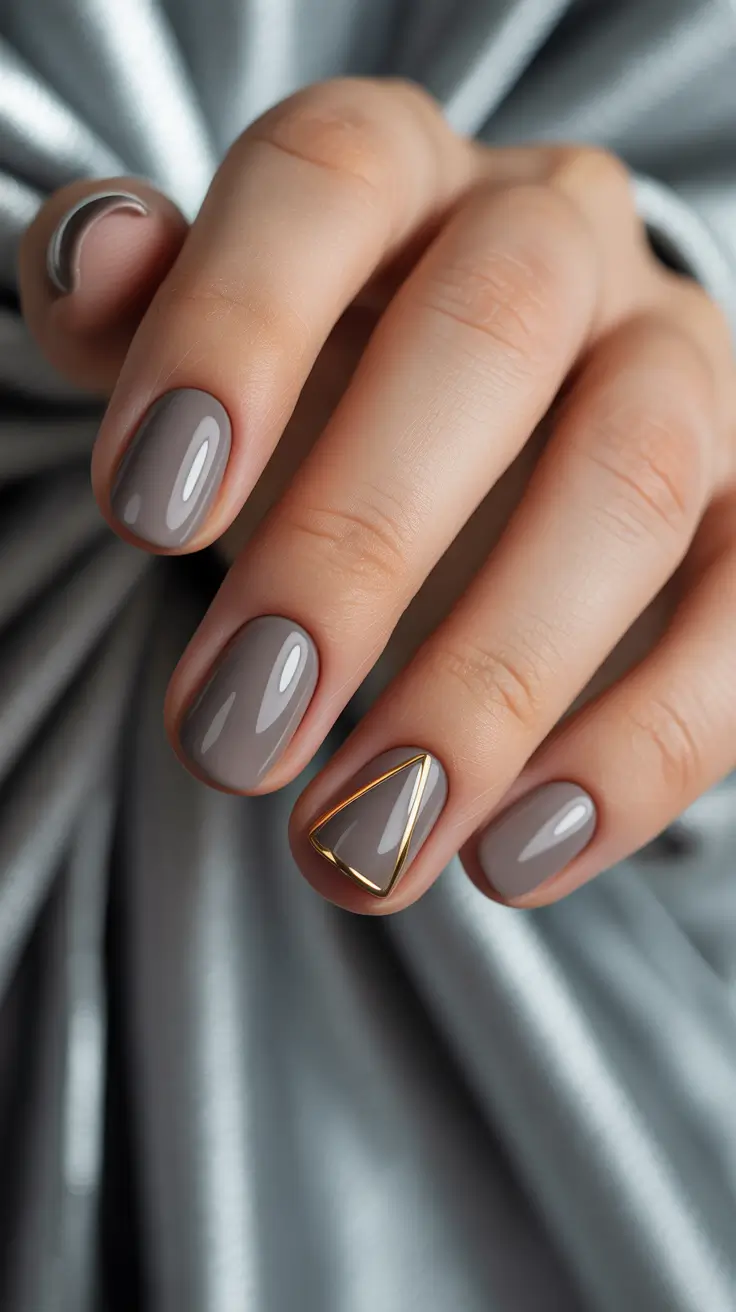 taupe gold geometric holiday gel nail ideas 2025