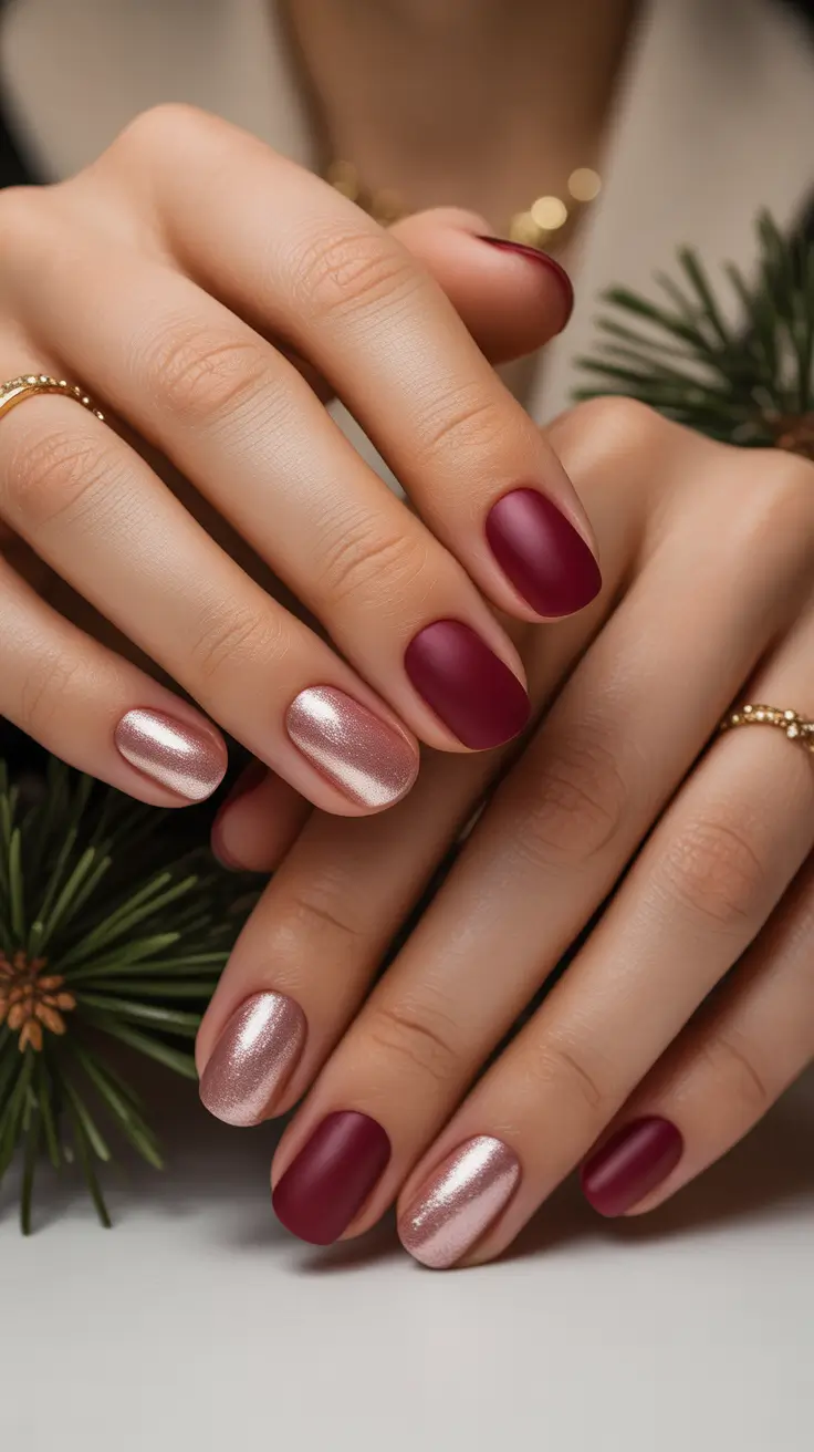 red chrome holiday nail ideas 2025