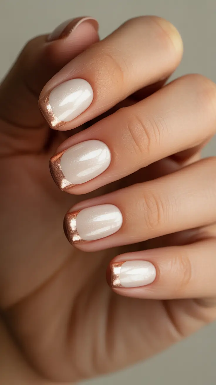 simple rose gold french manicure 2025