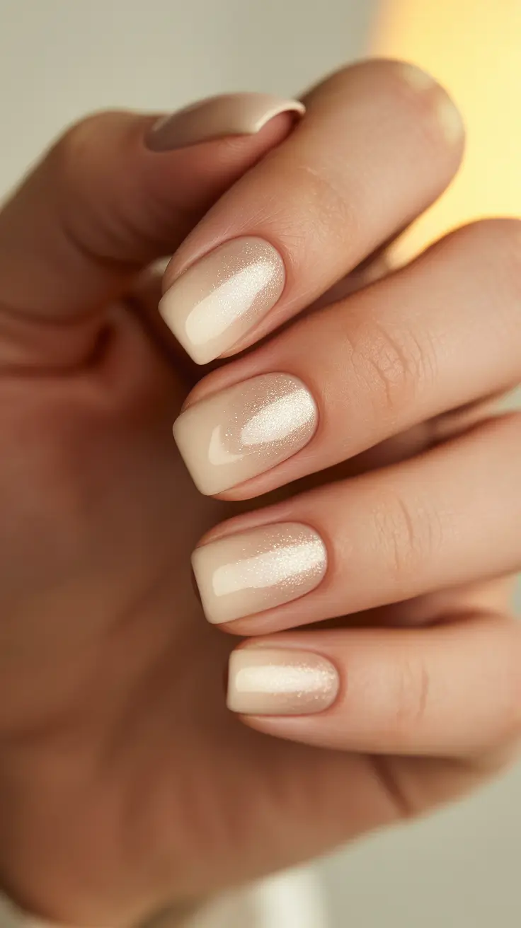 simple glitter holiday gel nail design 2025