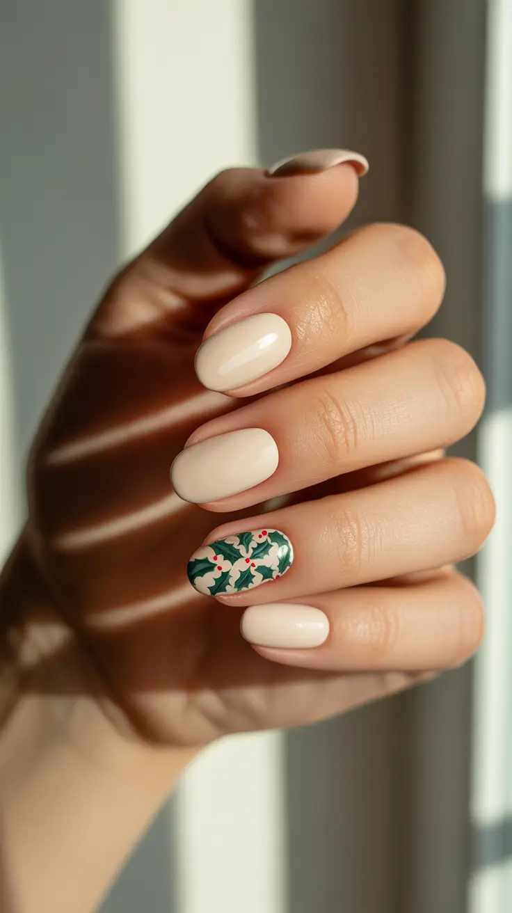 christmas nail art Holly Leaf Accent