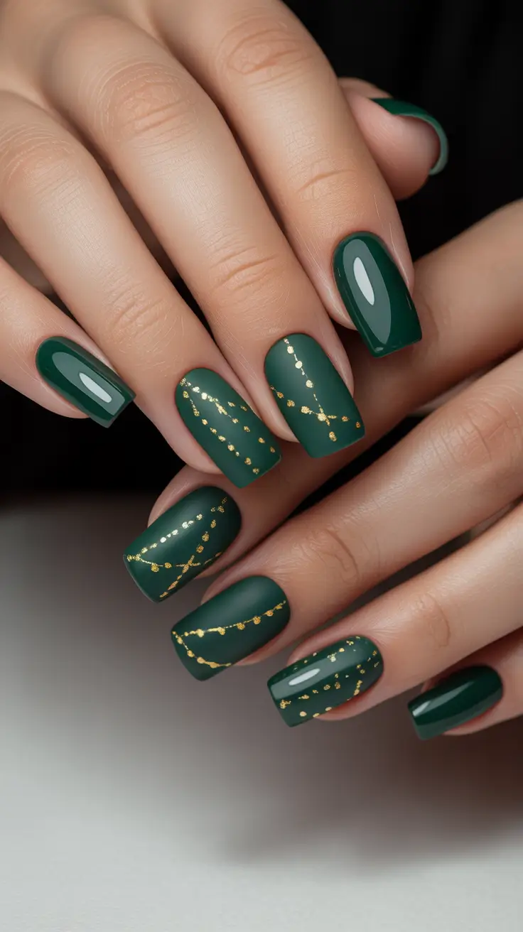 christmas nail art Emerald Light Strings