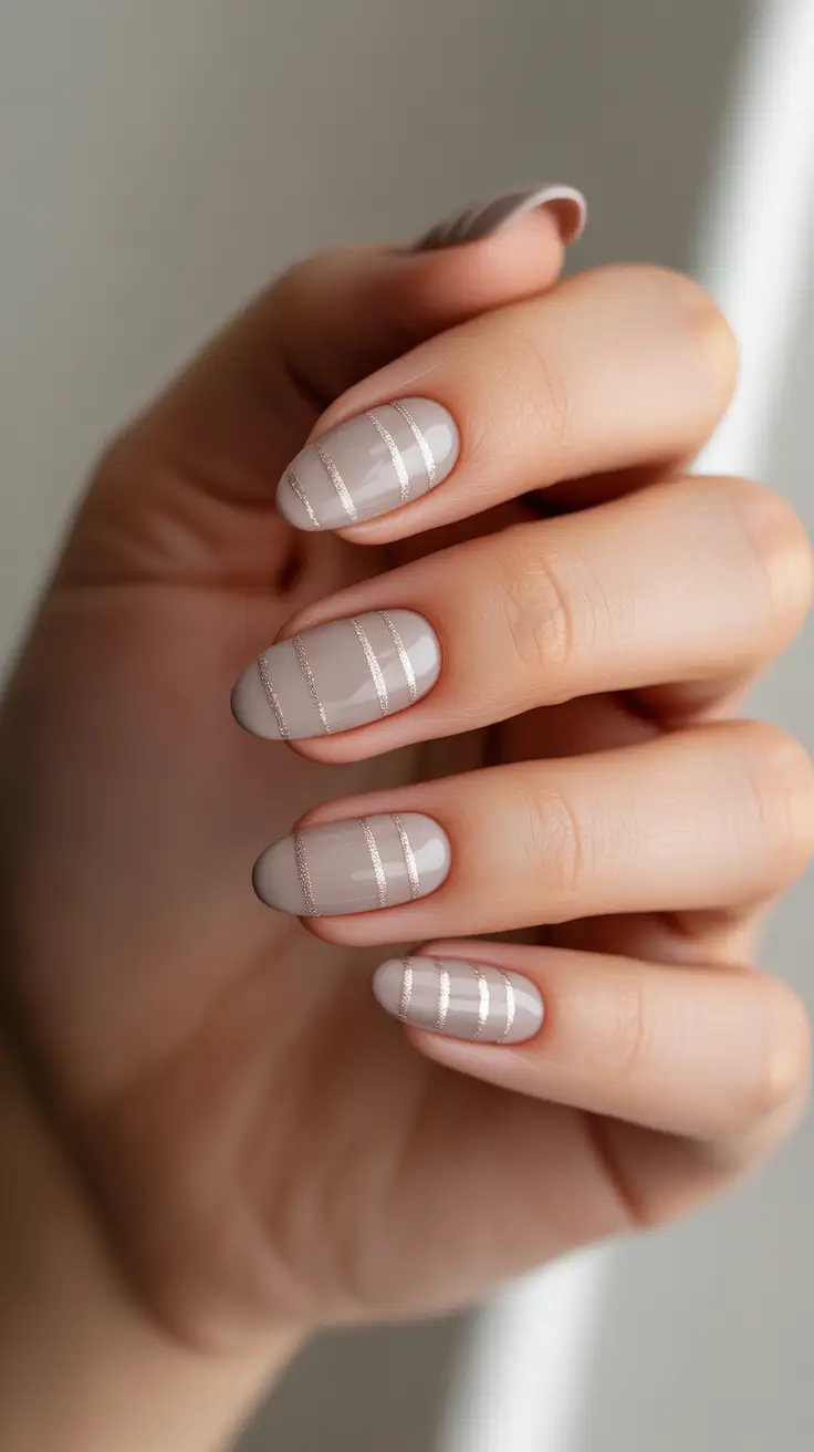 christmas nail art Champagne Stripes