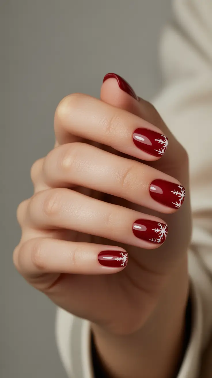 christmas nail art Snowflake French