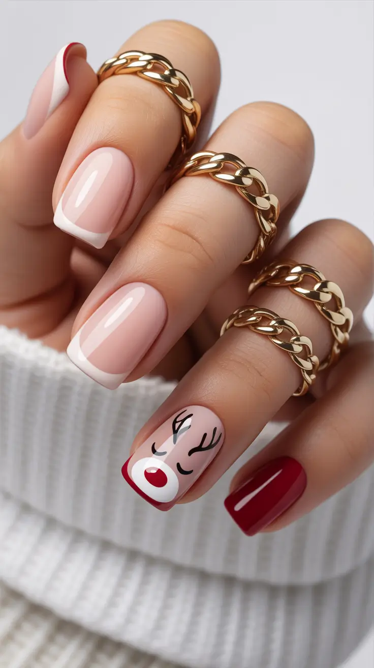 christmas nail art Rudolph Chic