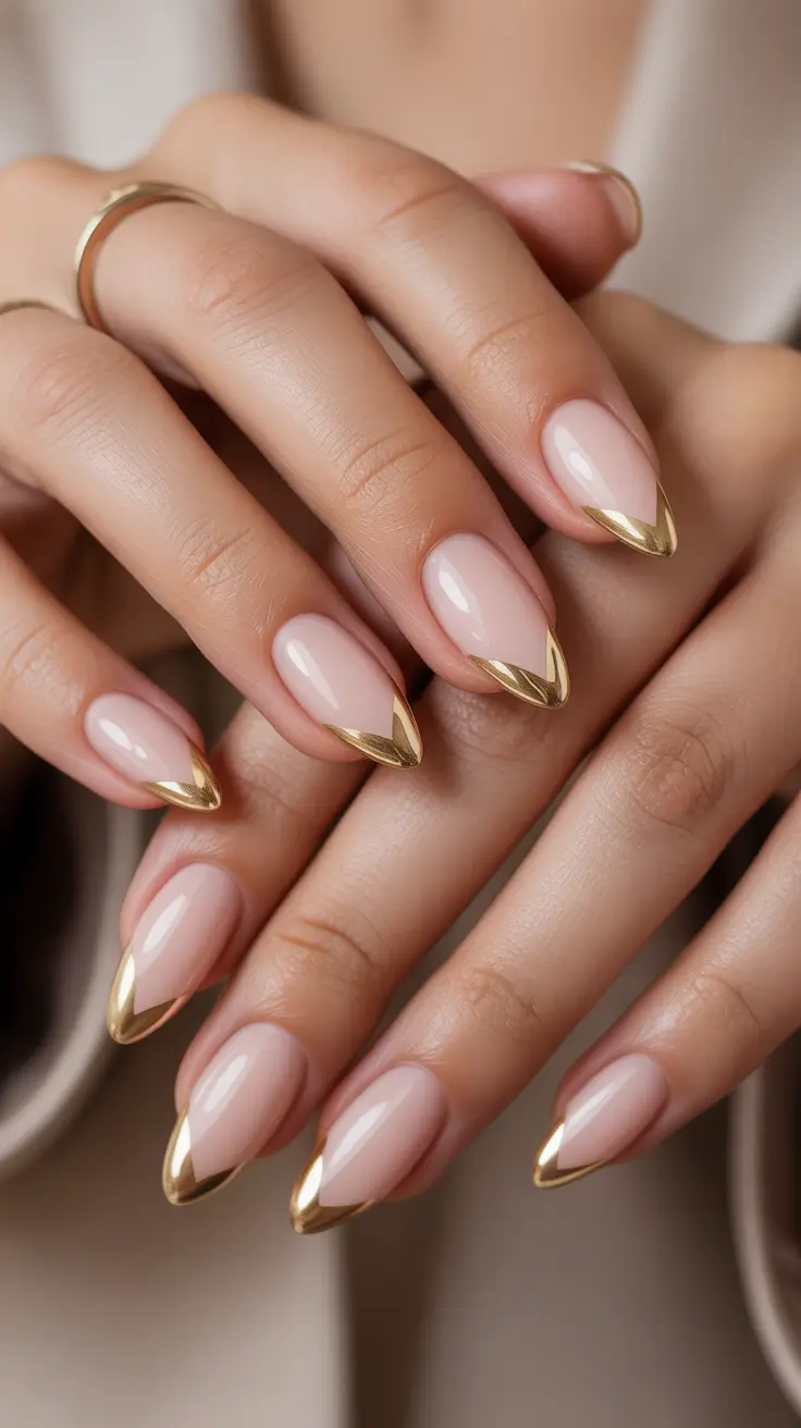 christmas nail art Golden Edge Elegance