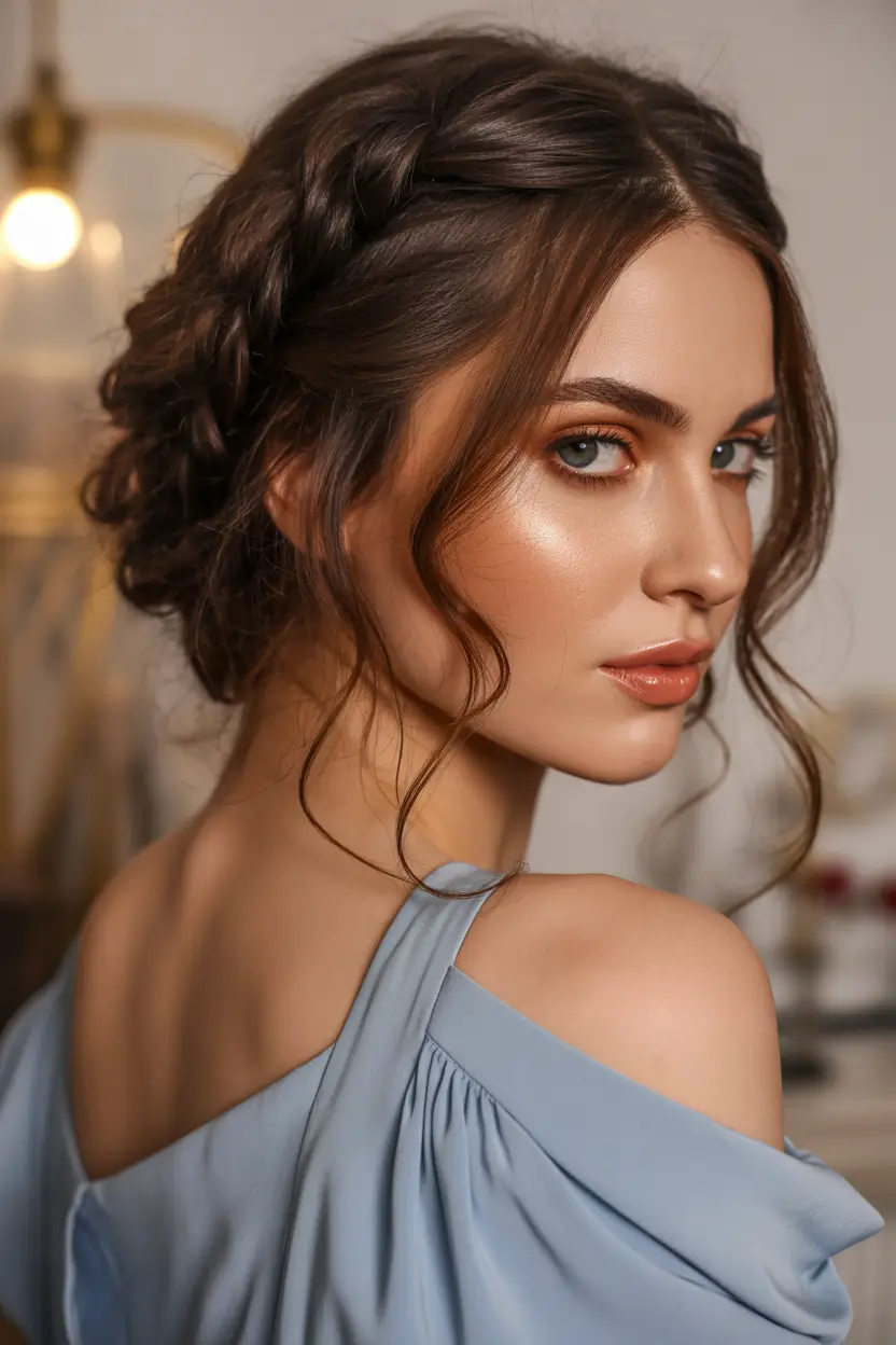 Braided Crown Christmas Party Hairstyles 2025
