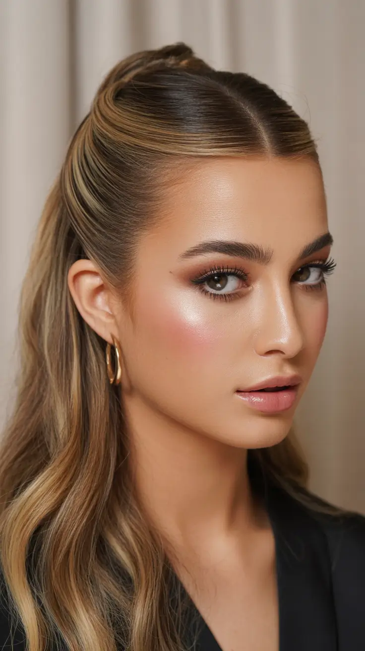 Medium Half Up Twist Christmas Party Hairstyles 2025