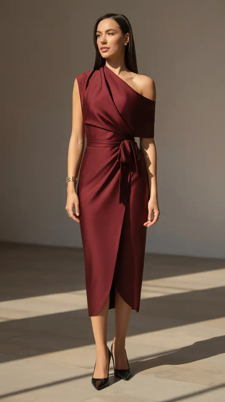 Merlot Muse: The One-Shoulder Wrap Dress 2025