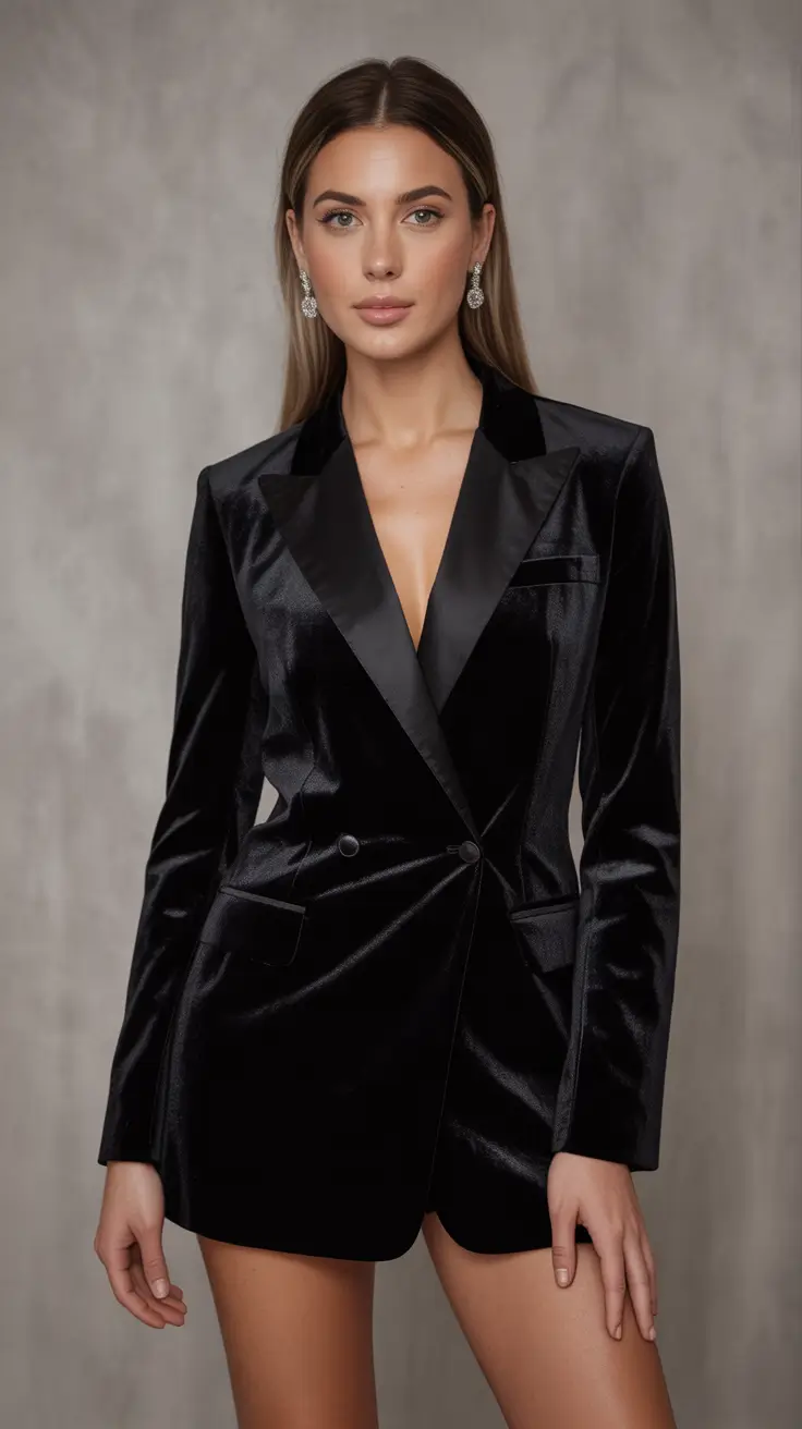 Black Velvet Blazer Dress 2025