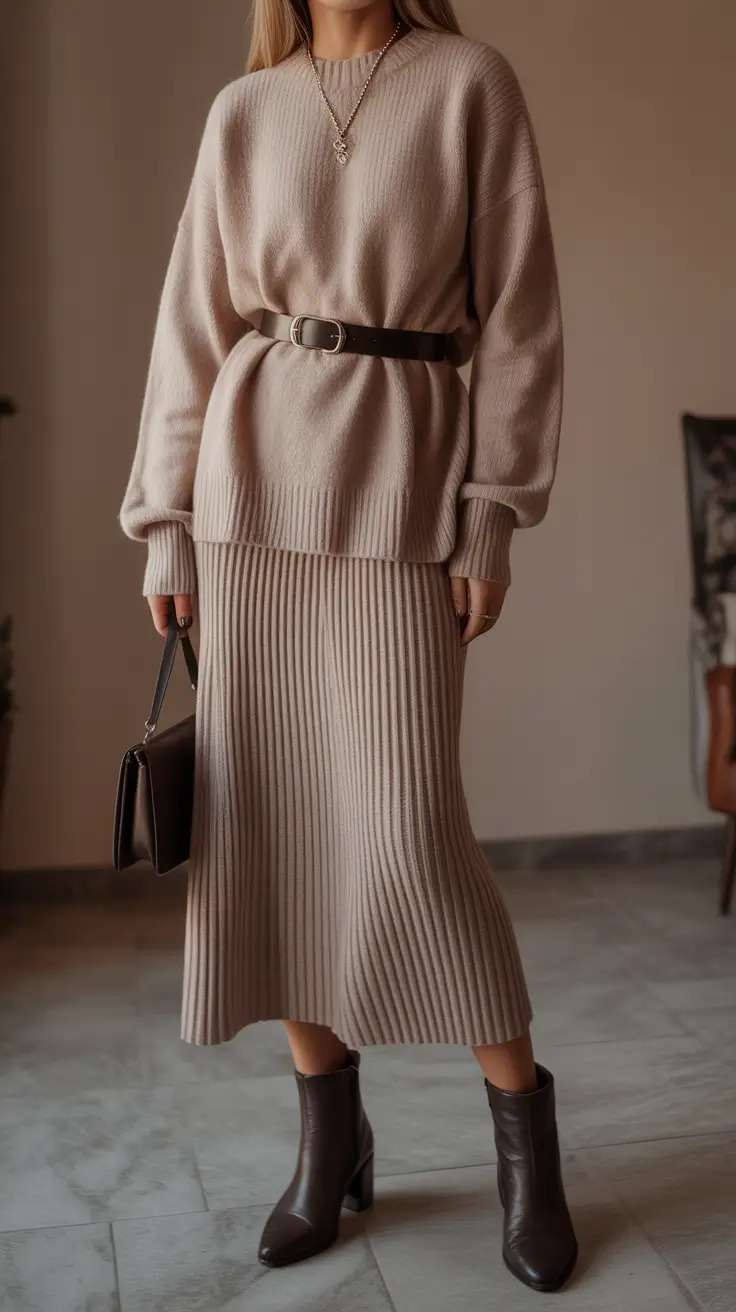 Chic Elegant cold weather outfits 2026 Elegant Knit Coordination