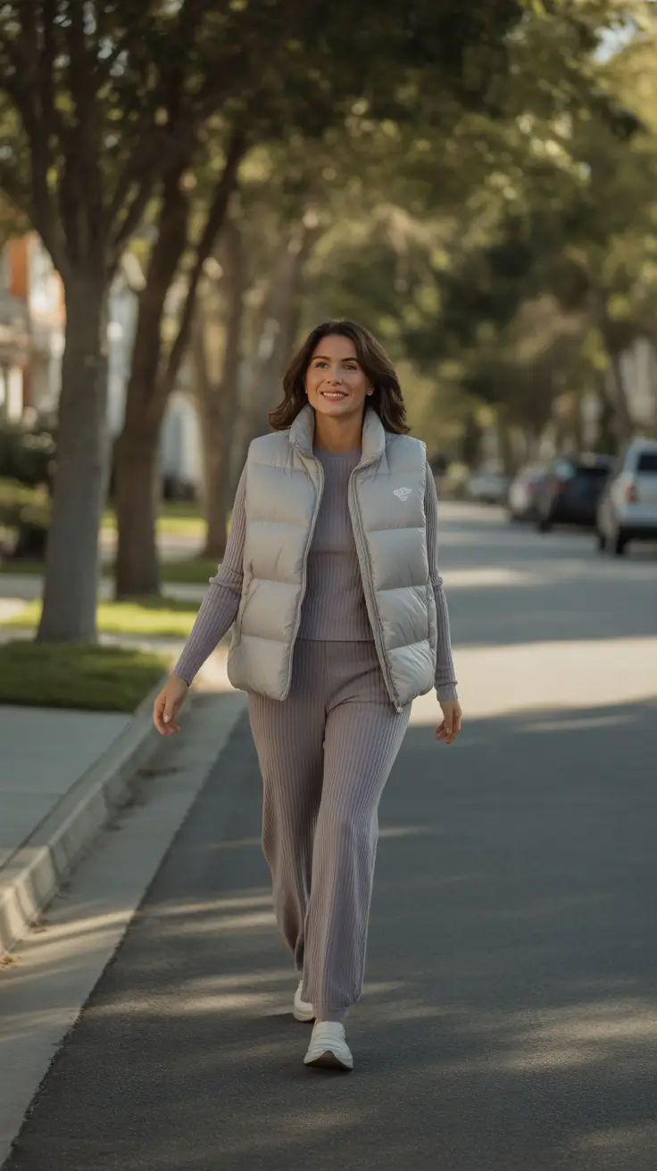 chill street ready knit puffer comfy outfit