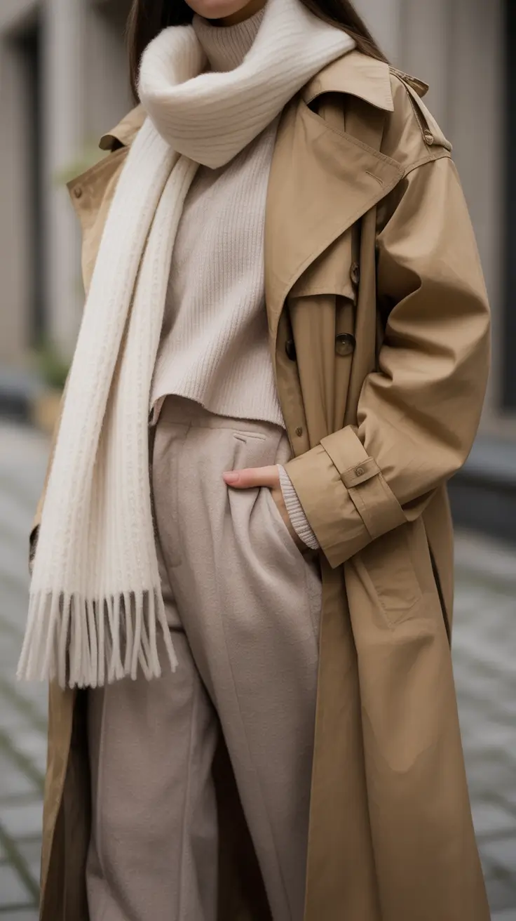 Layers Trench Coat Elegance with Winter Warmth