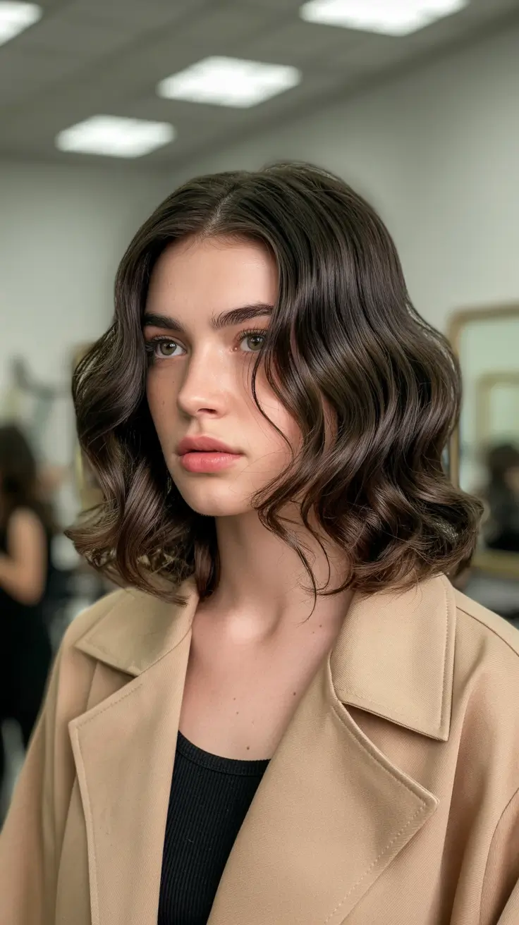 dark brown hair color 2026 Softly Sculpted Espresso Bob