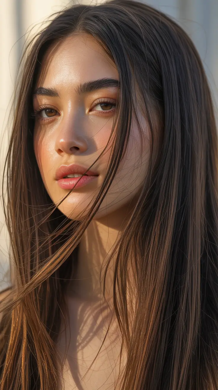 dark brown hair color 2026 Glass-Straight Espresso