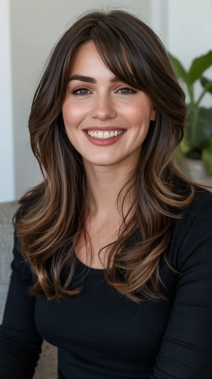 dark brown hair color 2026 Modern Butterfly Brunette