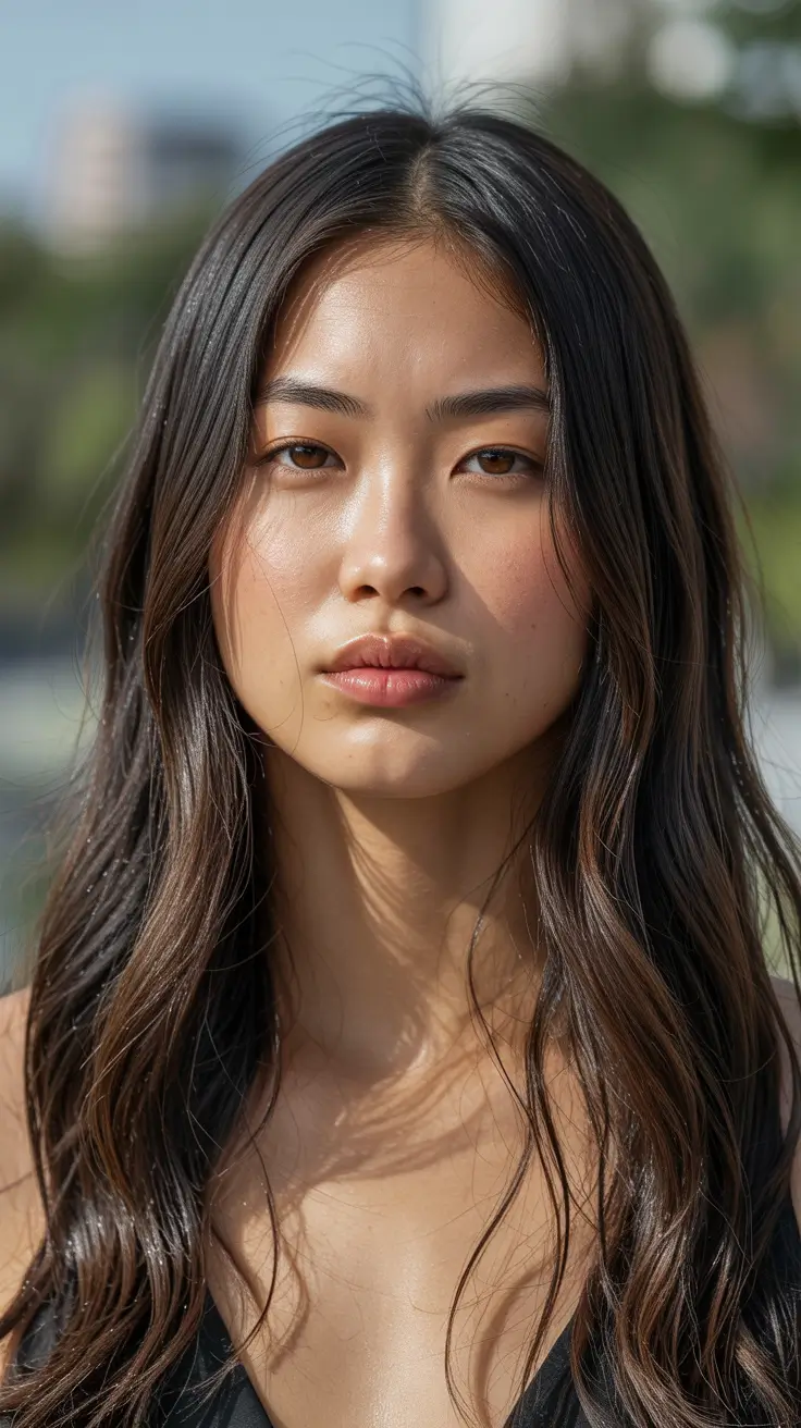 dark brown hair color 2026 Glossy Mushroom Brunette