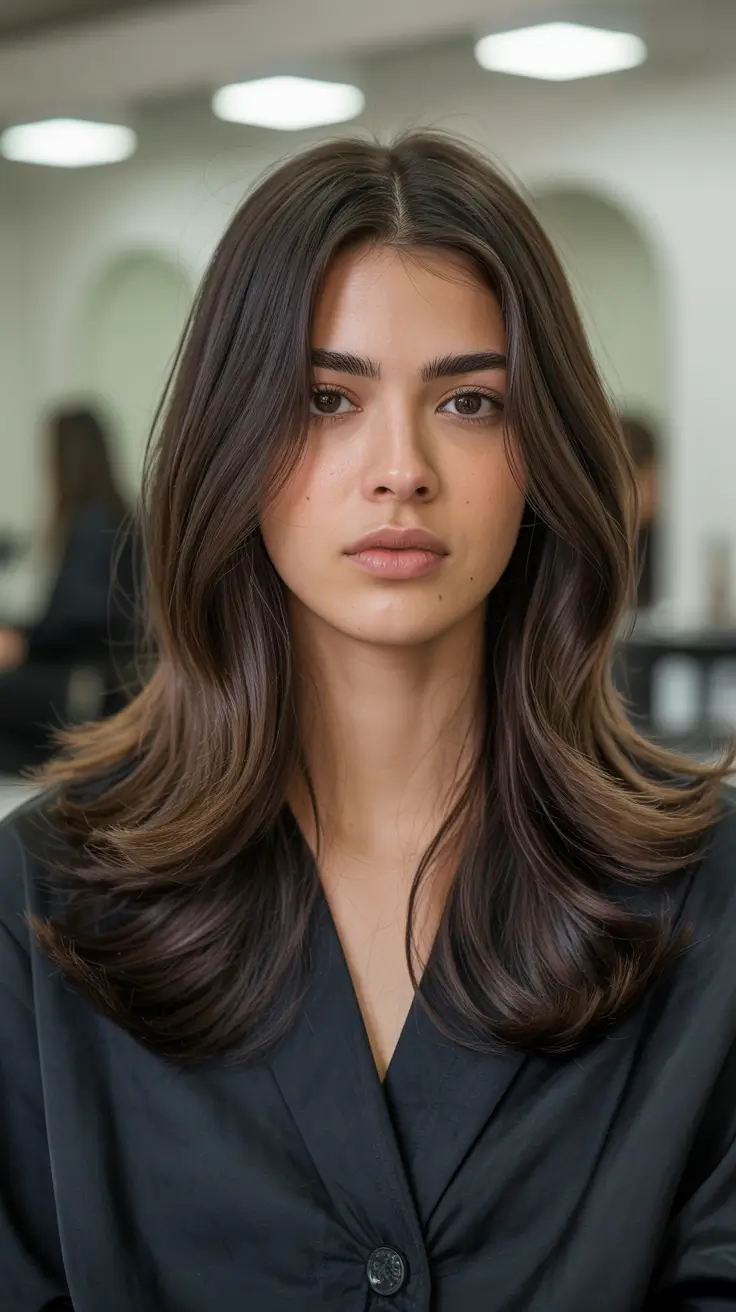 dark brown hair color 2026 Chic Espresso Layers
