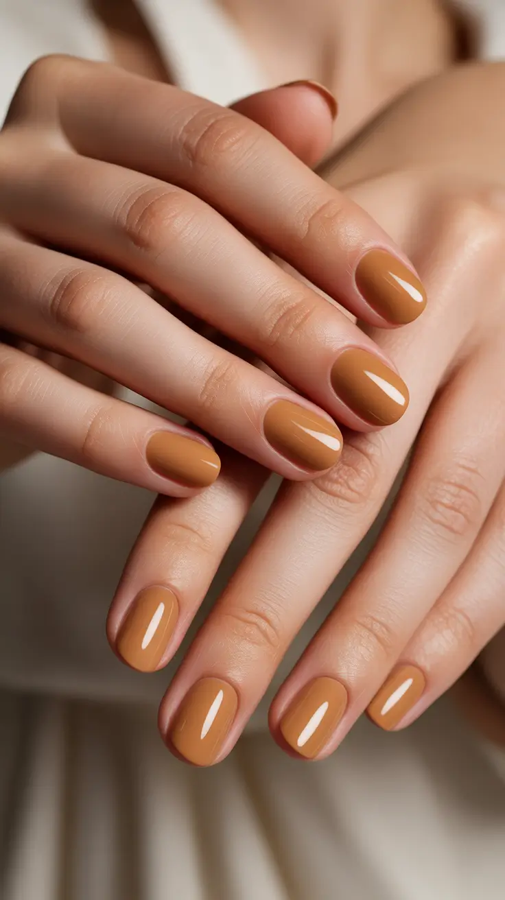 caramel neutral short square elegant 2025