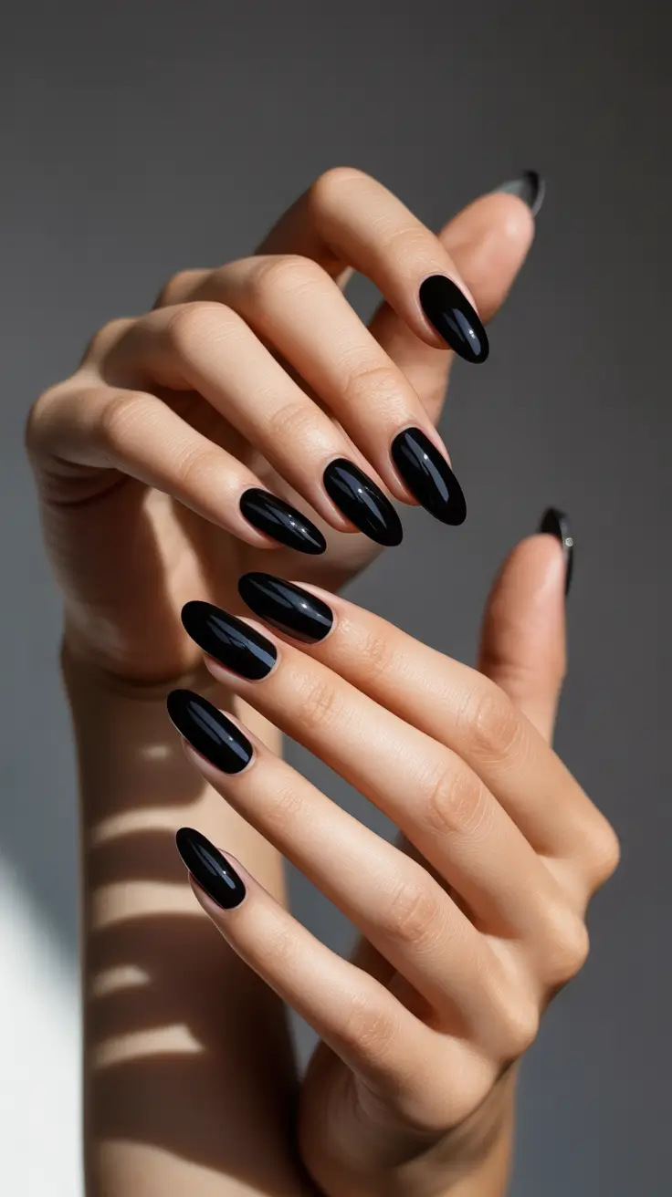 black elegant gel almond 2025