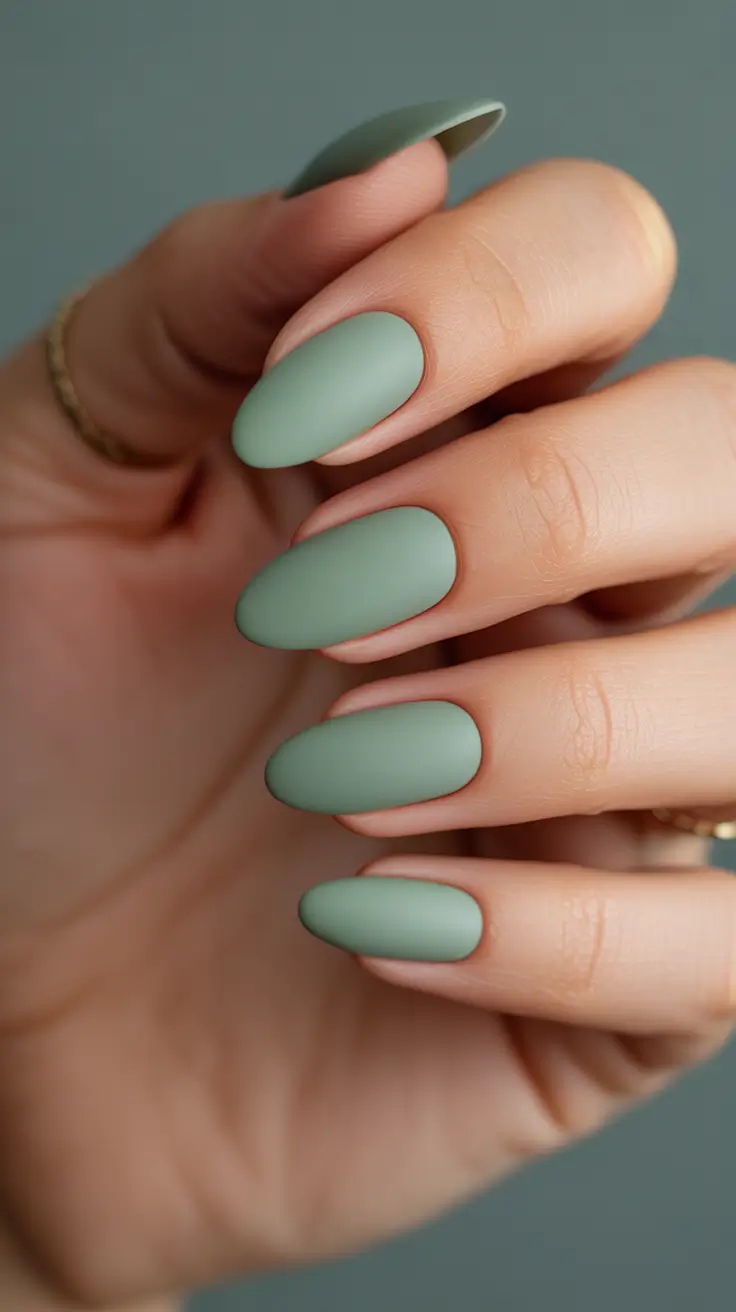 green matte almond elegant 2025