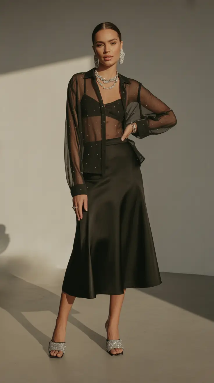 Elegant Midnight Muse Sheer Sophistication