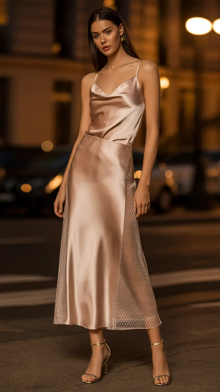 Elegant Champagne Glow Satin Sophistication