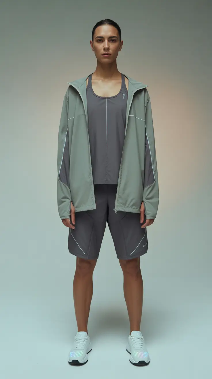 gym-outfit-ideas-2026 Graphite Training Set With Streamlined Silhouette