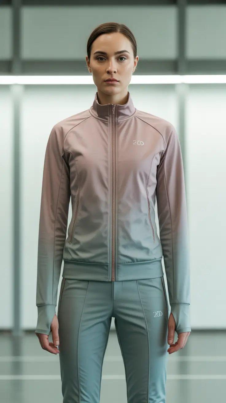 gym-outfit-ideas-2026 Gradient Track Set With a Sleek Futurist Finish
