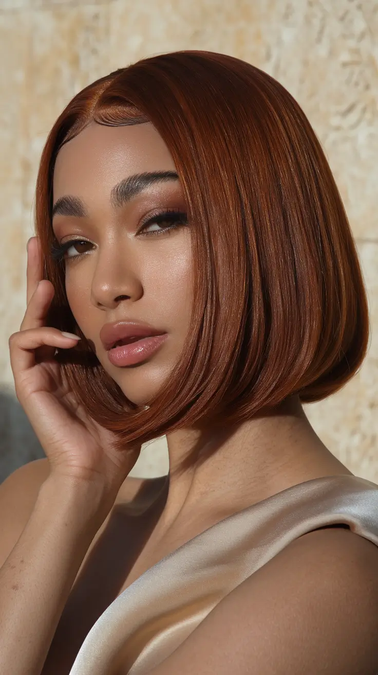 21 Best hair color for brown skin 2026 Copper Chic Bob