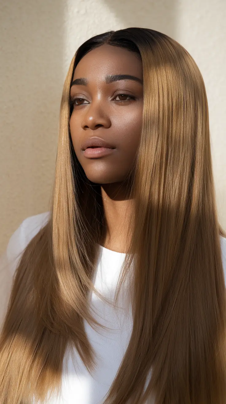 21 Best hair color for brown skin 2026 Warm Blonde Straight Elegance