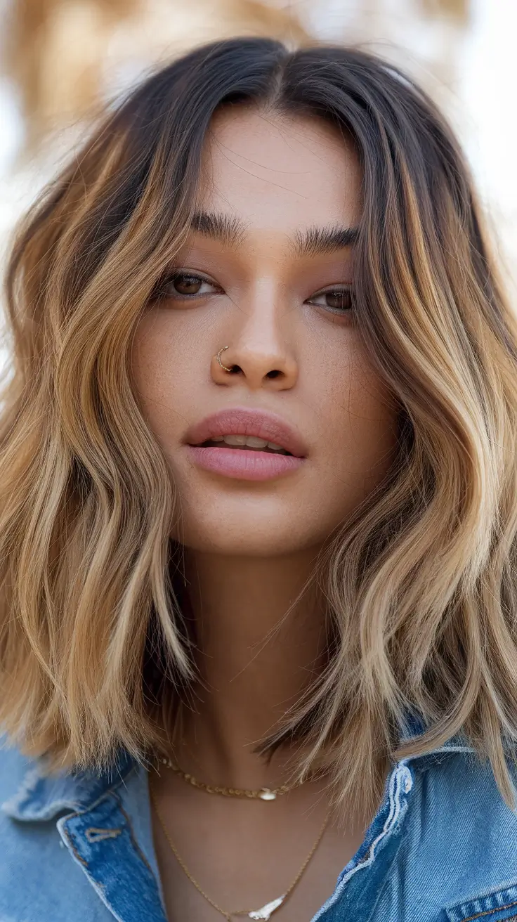 21 Best hair color for brown skin 2026 Bronde Textured Lob