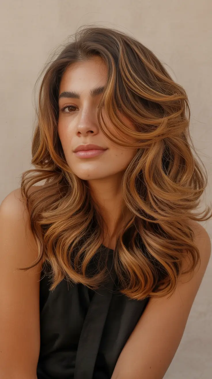 Best hair color for tan skin 2026 Honeyed Caramel Glow