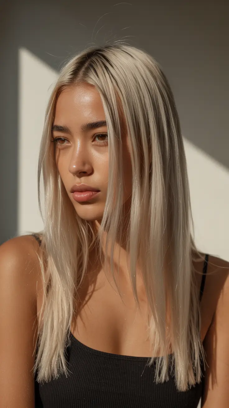 Best hair color for tan skin 2026 Icy Blonde Confidence