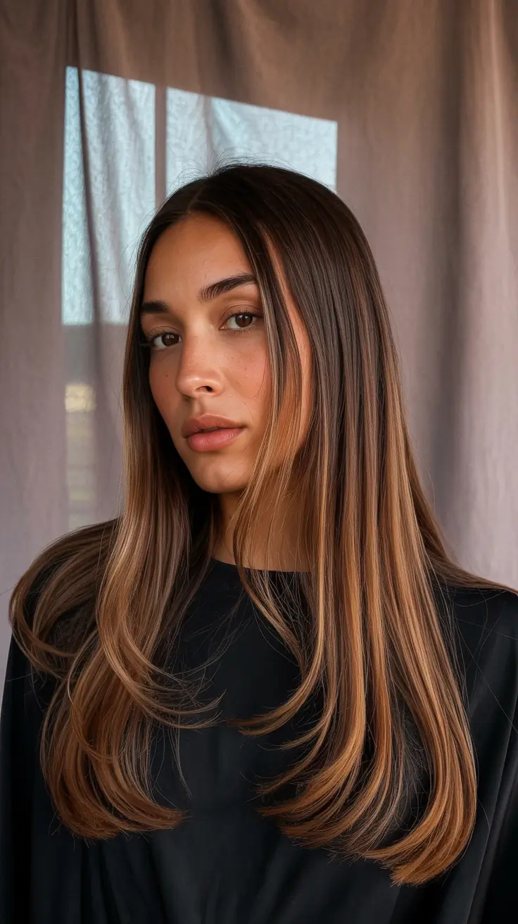 Best hair color for tan skin 2026 Hazelnut Layers