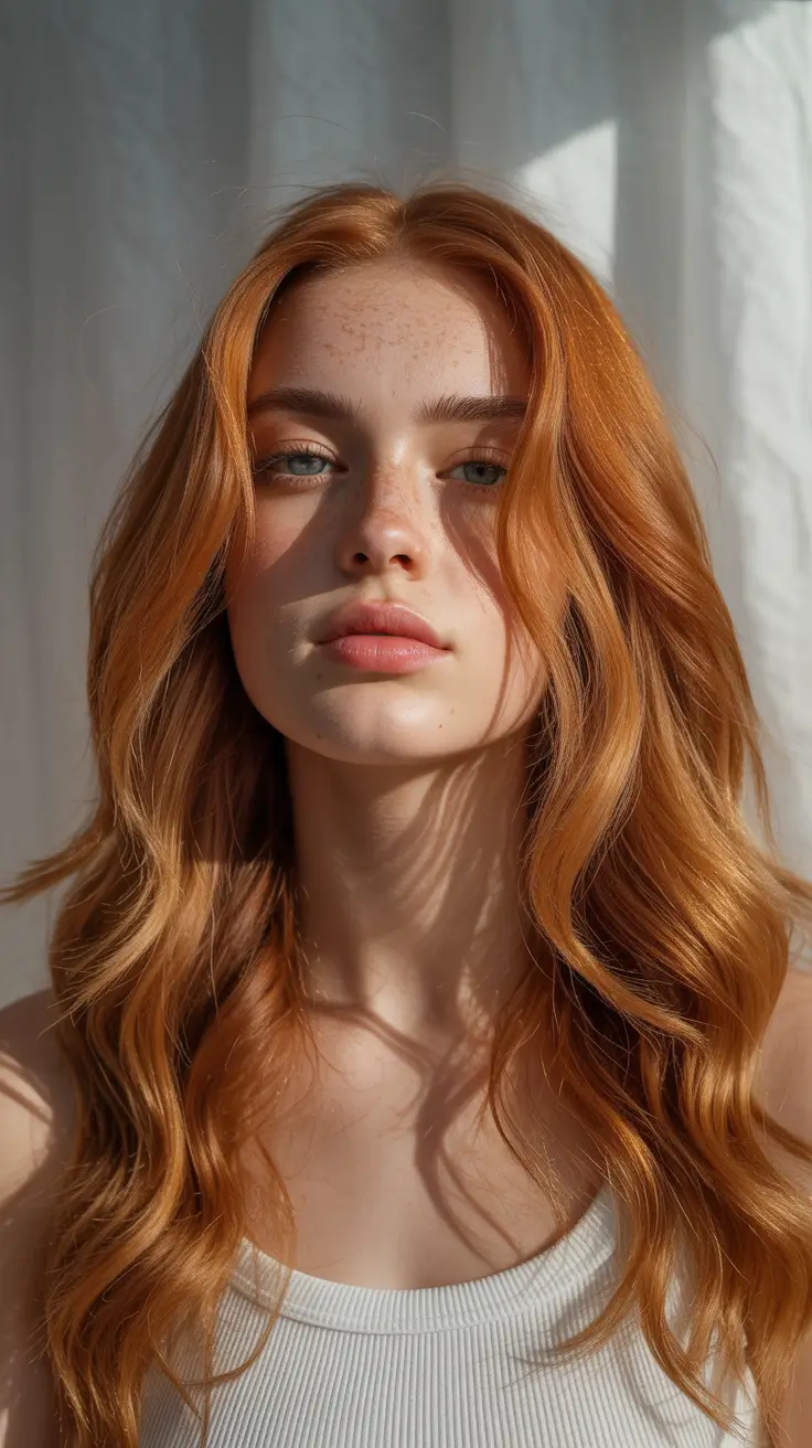 Red Sunlit Copper Waves