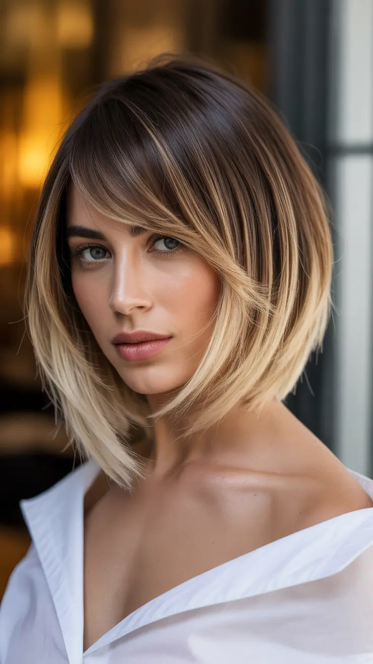 dark blonde Modern Ombre Bob
