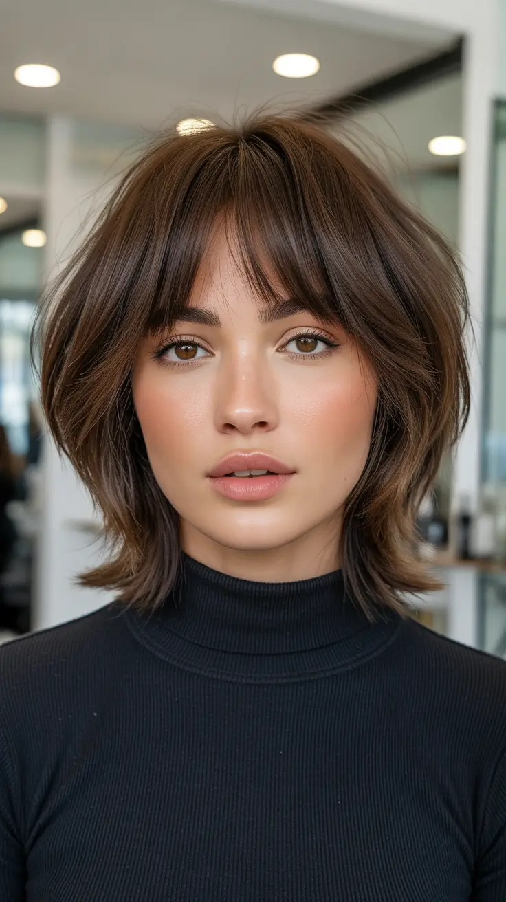 Feathered French bob hairstyle 2026
