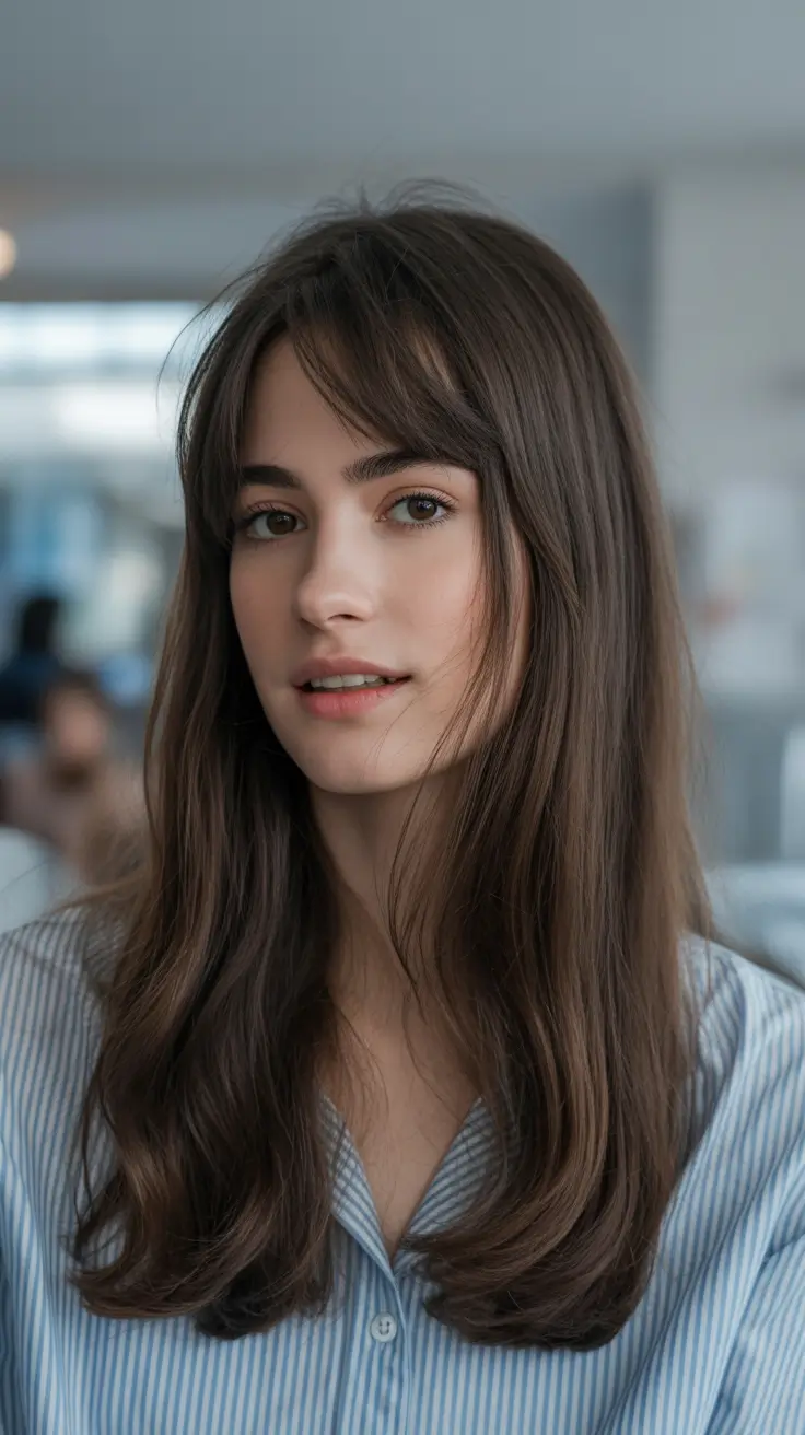 Long hair curtain bangs 2026
