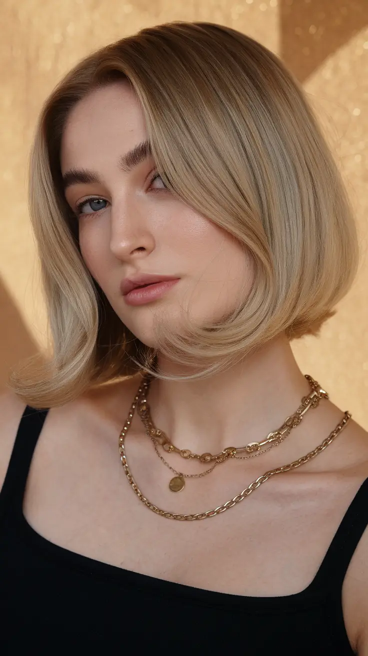 21 Honey blonde hair color 2026 Polished Butter Bob