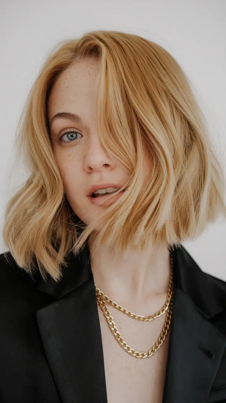 21 Honey blonde hair color 2026 Caramel-Infused Blunt Bob