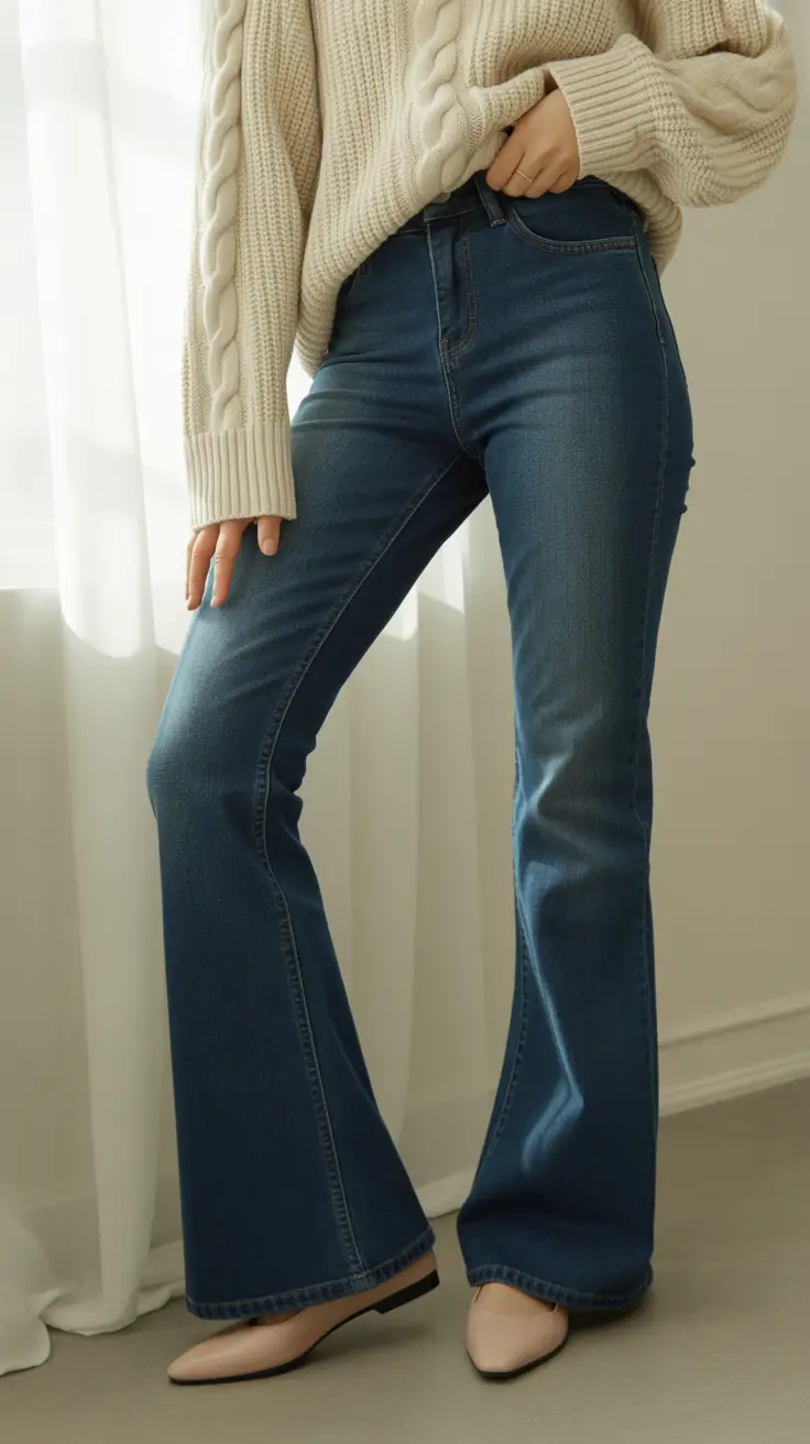 Jeans outfit inspiration 2026 Cozy Cable-Knit Warmth With Classic Dark Denim